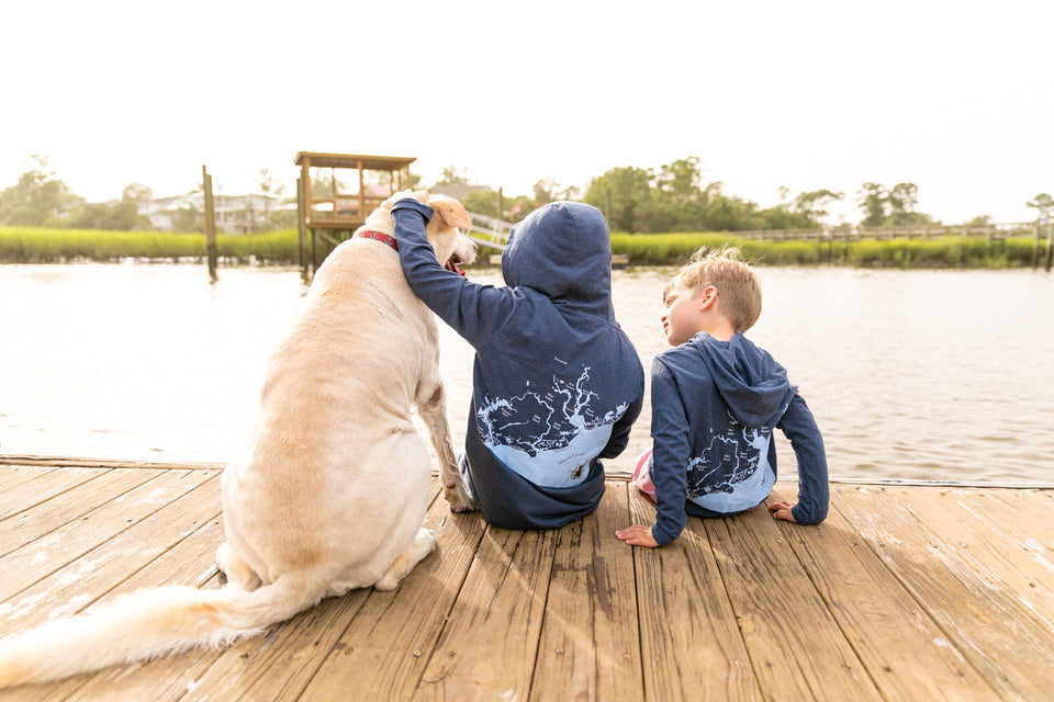 Local Dog Youth and Toddler Apparel T-shirt 2 boys on dog with a dog 