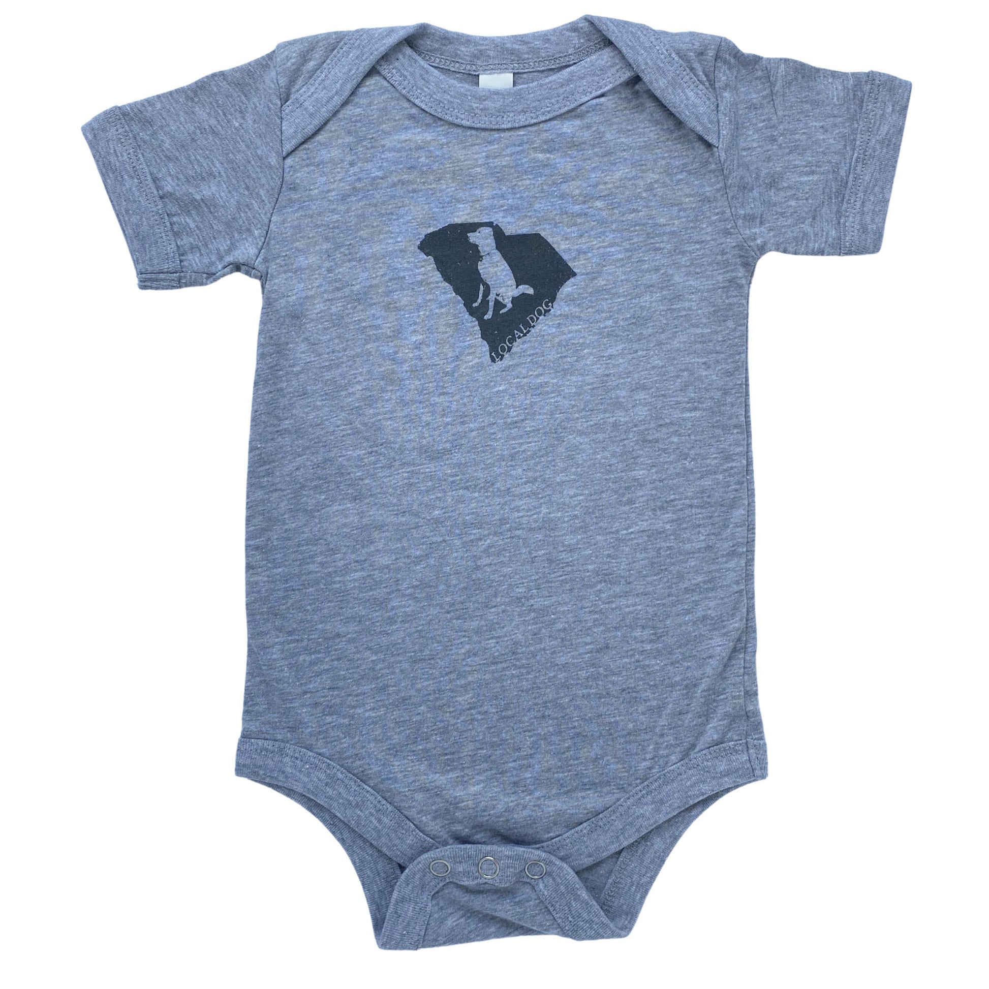 Light Grey Baby Onesie with a silhouette of a dog South Carolina