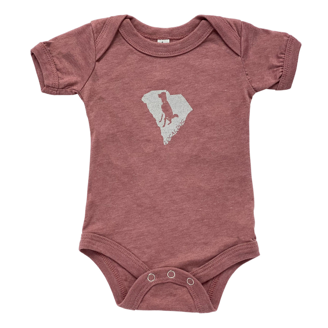 Pink Baby Onesie with a silhouette of a dog South Carolina