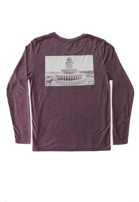 Charleston-Pineapple Fountain Long Sleeve Adult T-shirt